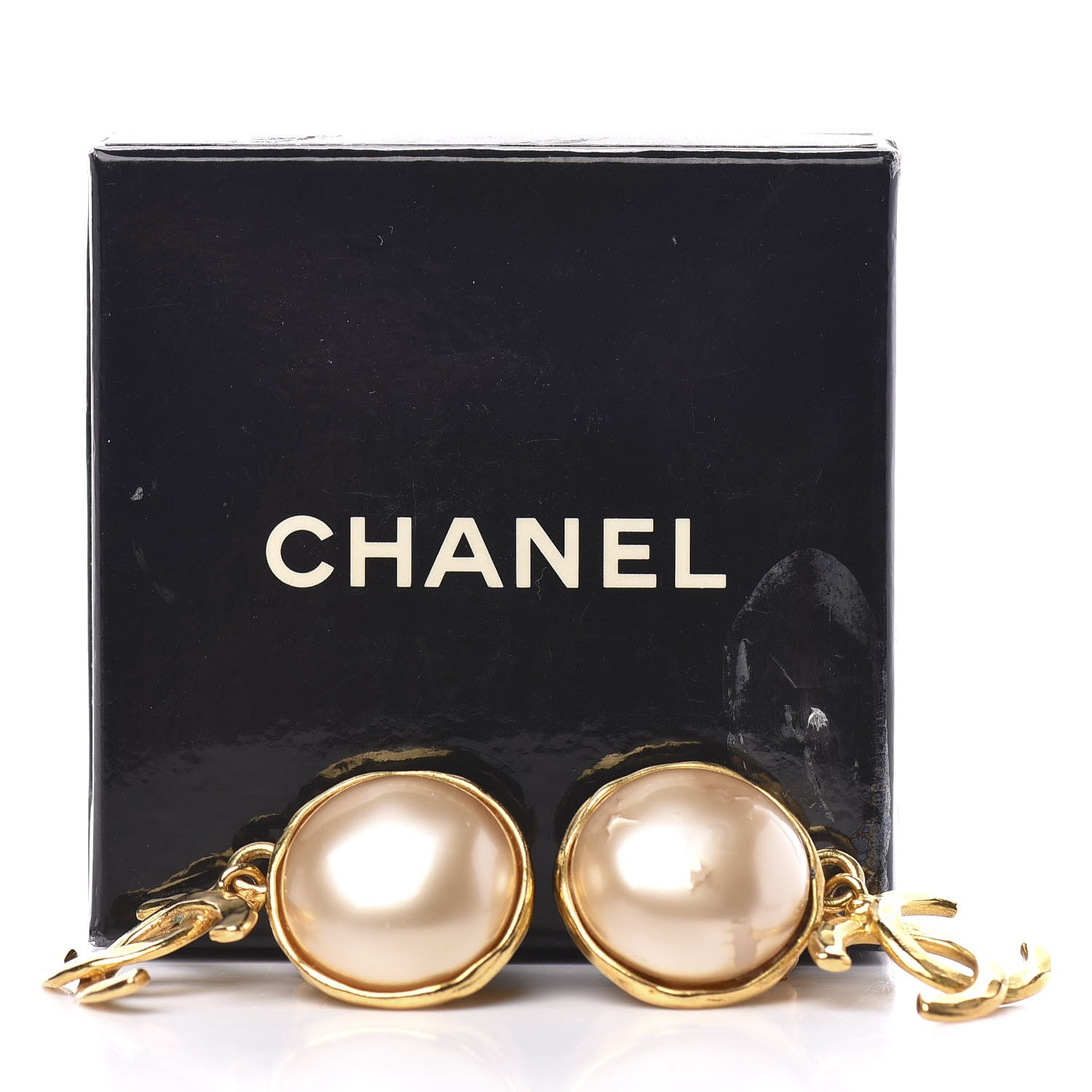 Chanel Pearl CC Dangle Clip On Earrings Gold 6 of 6