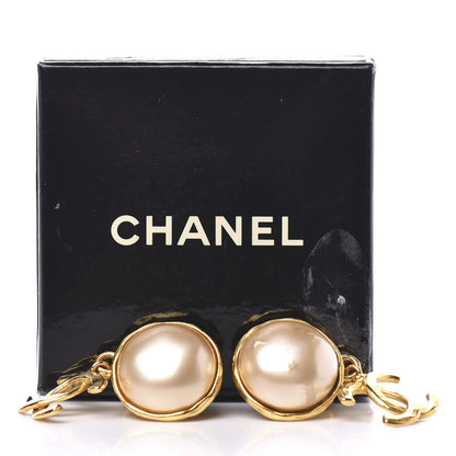 Chanel Pearl CC Dangle Clip On Earrings Gold 6 of 6