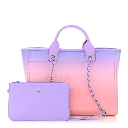 Chanel Shaded Calfskin Small Deauville Tote Light Purple Pink Coral 3 of 12
