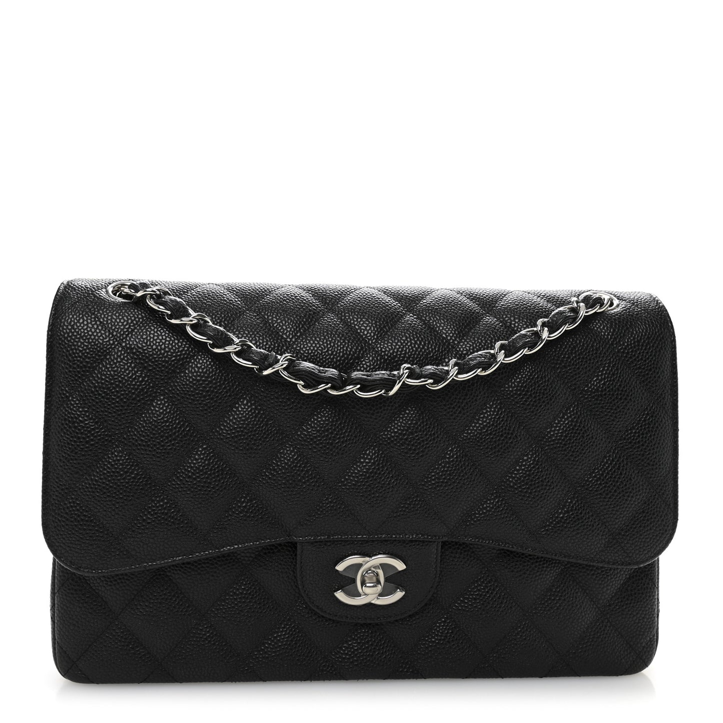 Caviar Quilted Jumbo Double Flap Black
