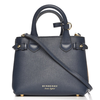 Burberry Grainy Calfskin House Check Baby Banner Tote Ink Blue 1 of 9