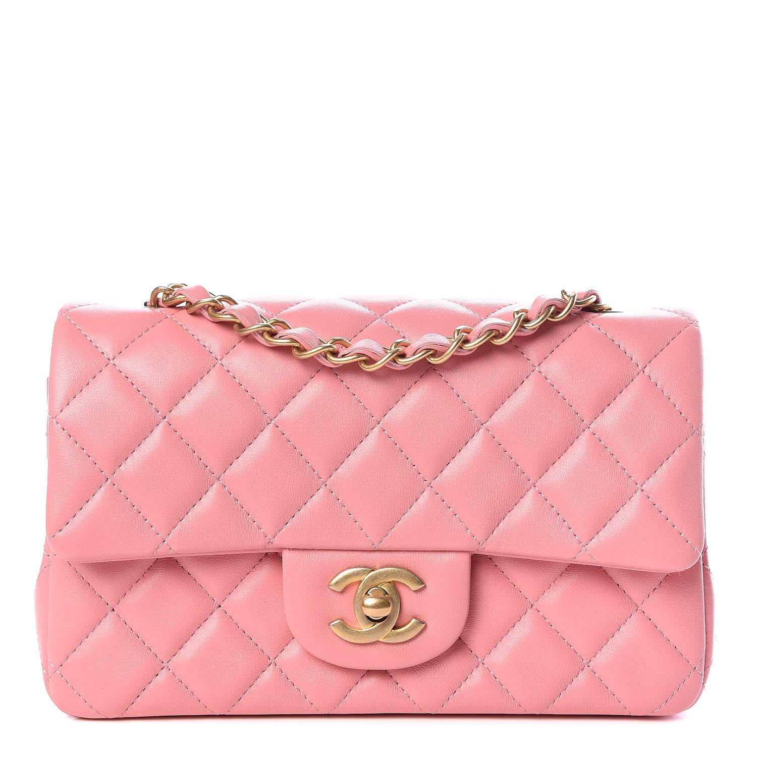 Chanel Lambskin Quilted Mini Rectangular Flap Pink 1 of 10
