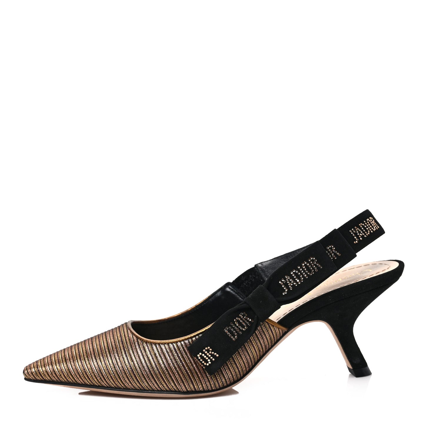 Metallic Grossgrain J'Adior Ribbon Slingback Pumps 37 Black