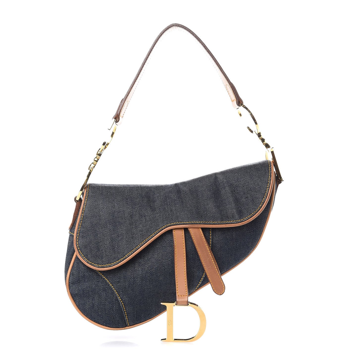 Denim Calfskin Saddle Bag Blue