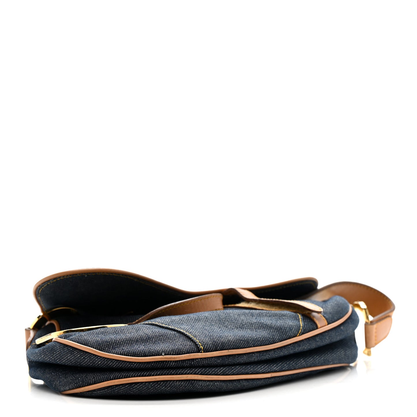 Denim Calfskin Saddle Bag Blue