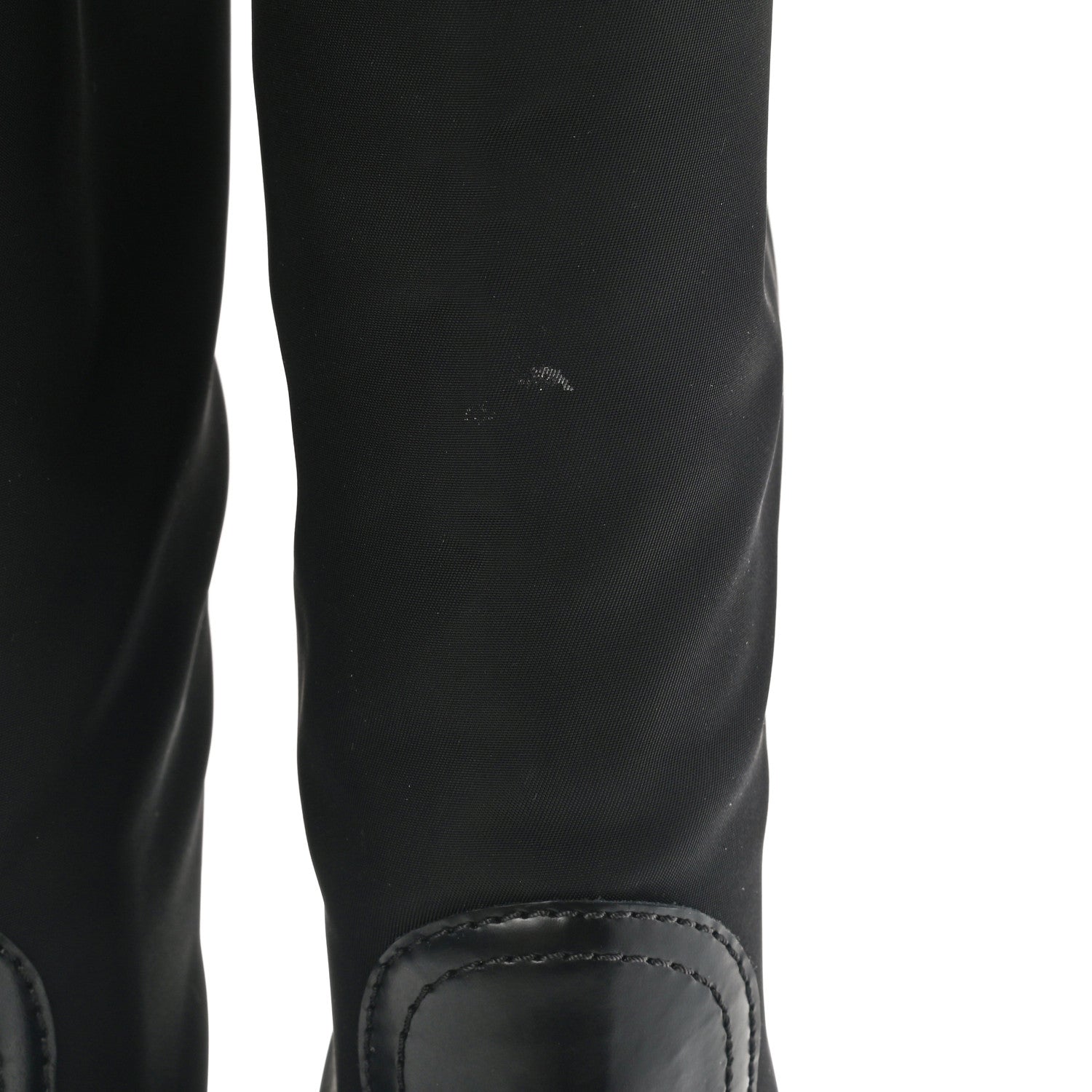 Prada Spazzolato Rois Re-Nylon Metal Triangle Logo Monolith Pouch Pocket 55mm Tall Boots 37 Black 8 of 8