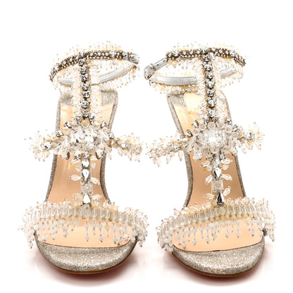 Christian Louboutin Glitter Mini Devibroda 100 Sandals 38 Silver 3 of 9