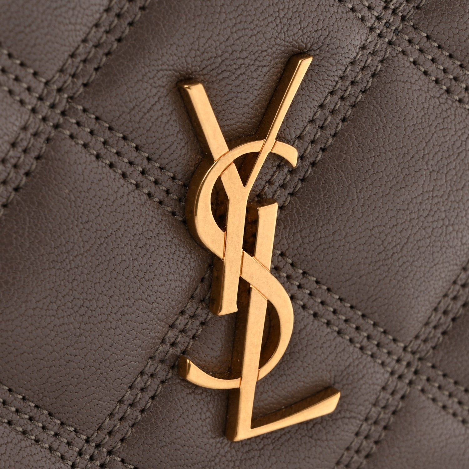 Saint Laurent Grained Lambskin Quilted Mini Becky Double Zip Bag Taupe 10 of 13