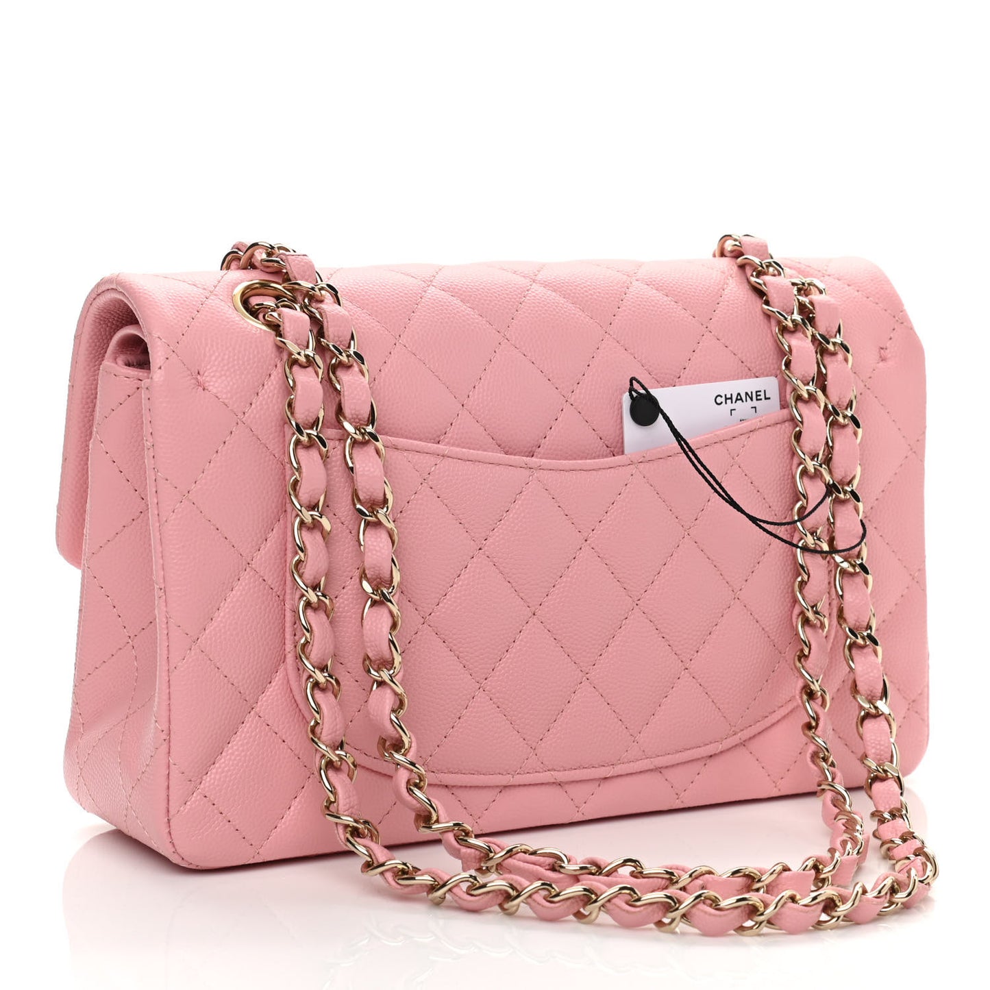 Caviar Quilted Small Double Flap Pink