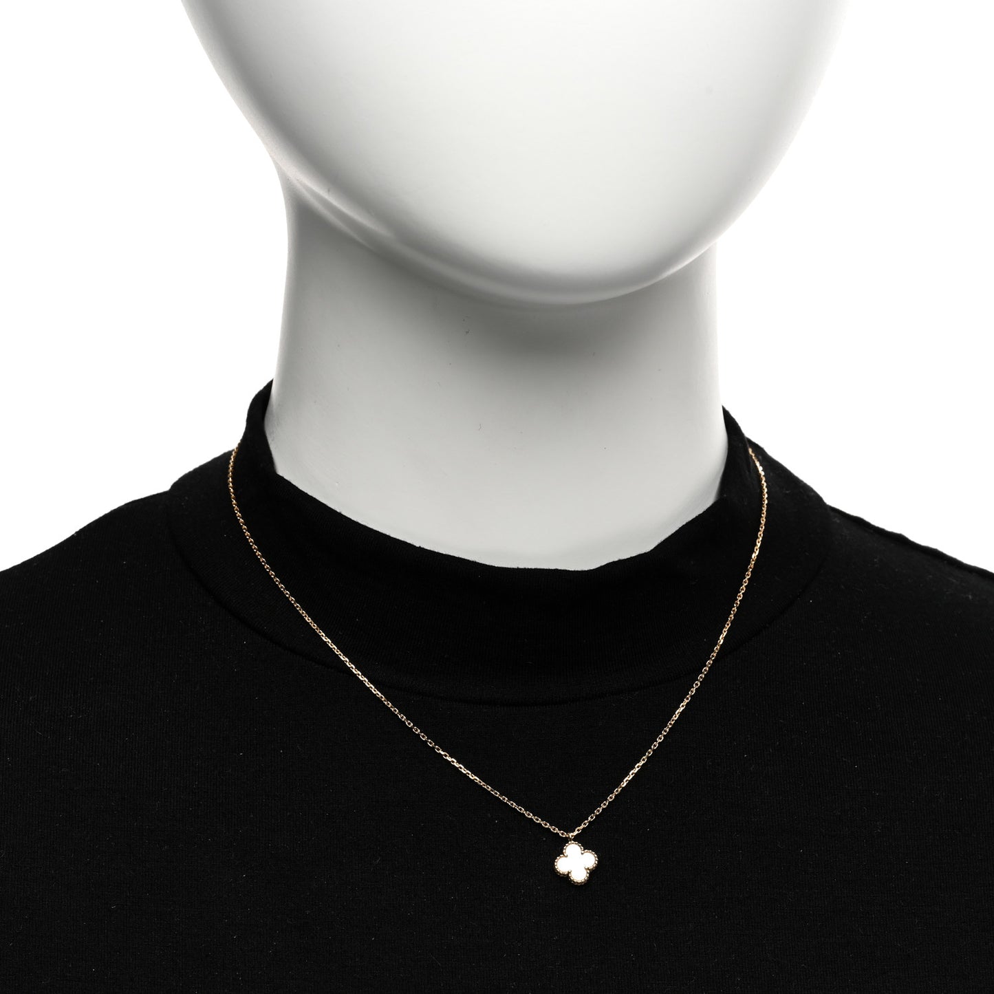 VAN CLEEF & ARPELS 18K Yellow Gold Mother of Pearl Sweet Alhambra Pendant Necklace
