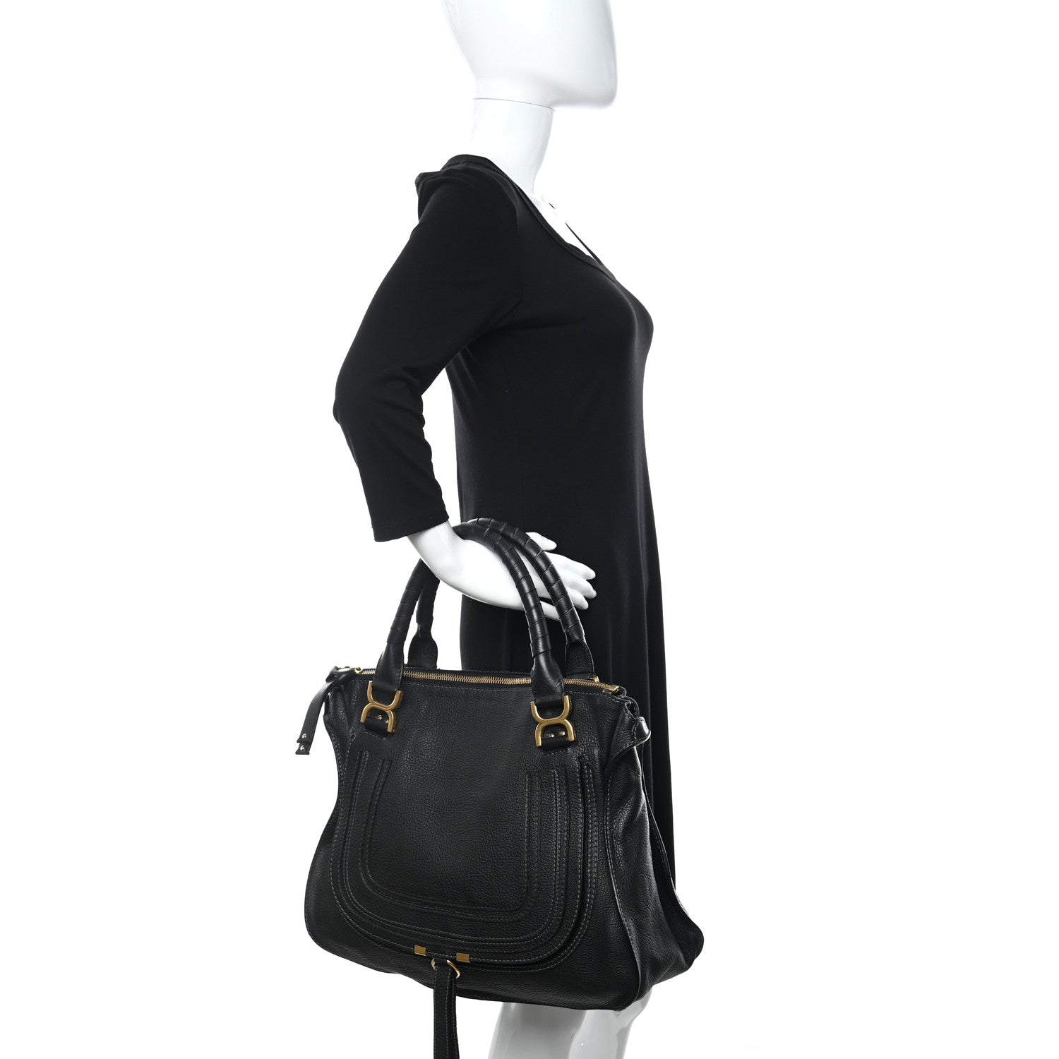 Chloe Calfskin Large Marcie Satchel Black 3 of 5