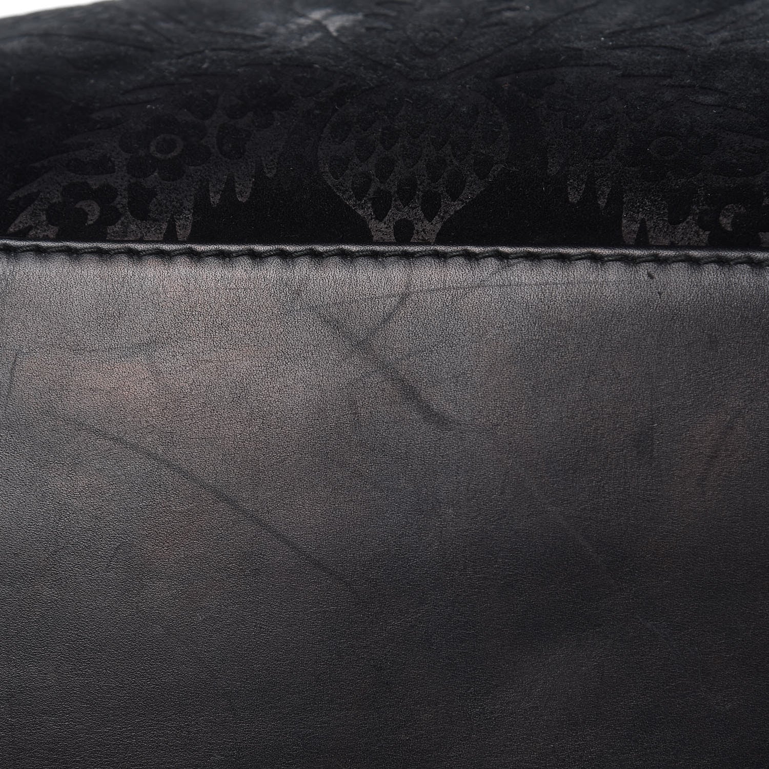 Gucci Nubuck Brocade Medium Soft Stirrup Shoulder Bag Black 10 of 18