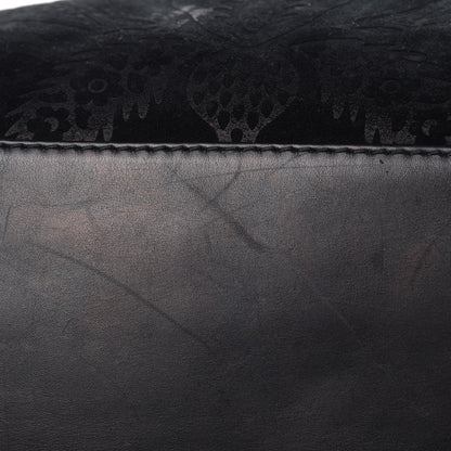 Gucci Nubuck Brocade Medium Soft Stirrup Shoulder Bag Black 10 of 18