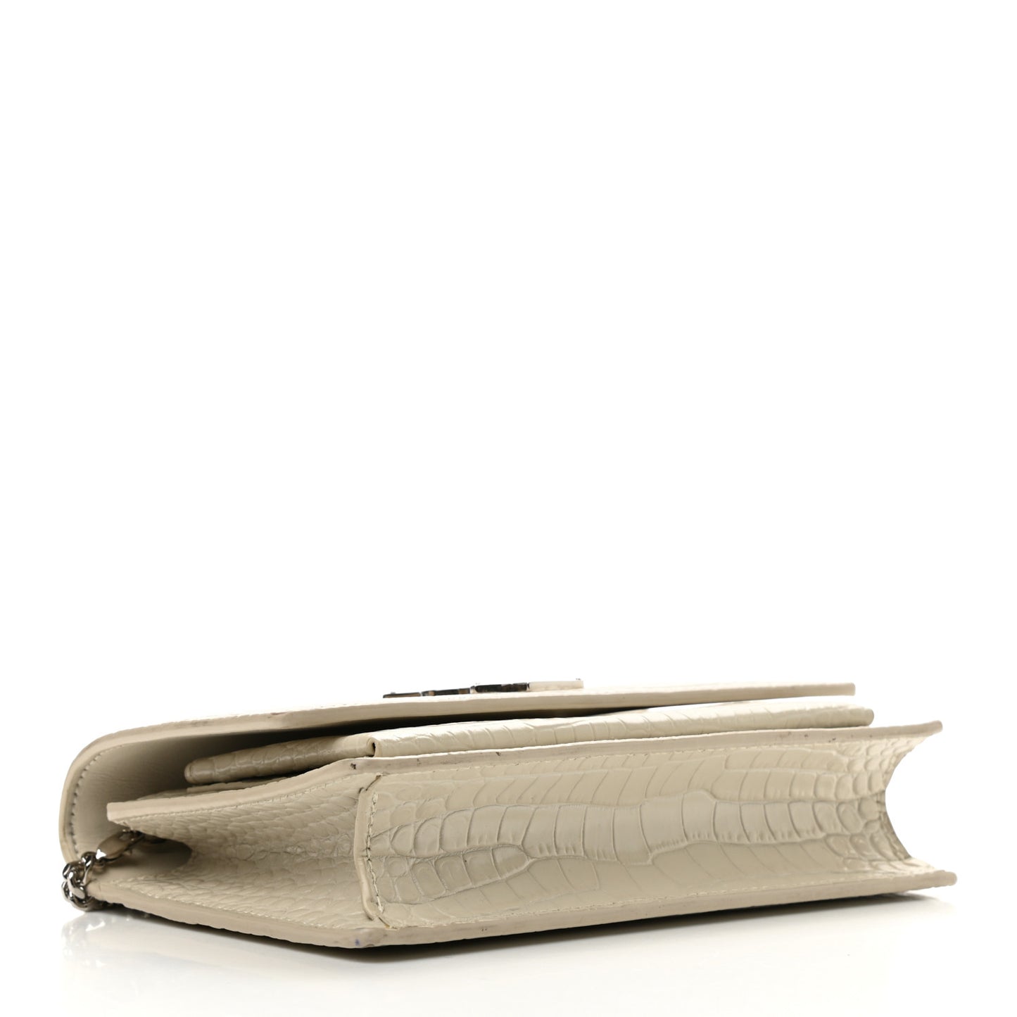 Calfskin Crocodile Embossed Monogram Sunset Chain Wallet Blanc Vintage