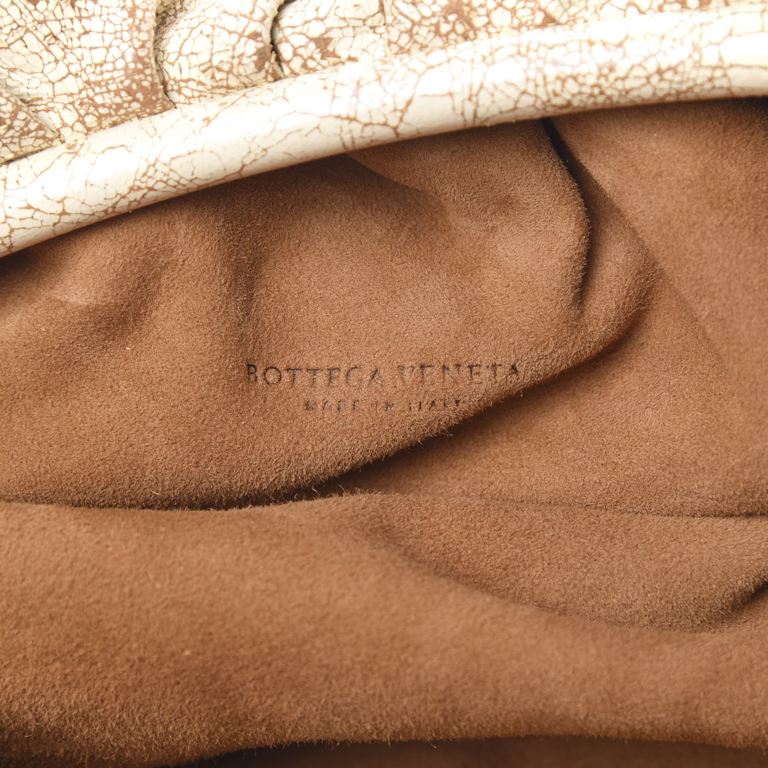 Bottega Veneta Crackled Calfskin The Pouch Oversized Clutch Zabaione 6 of 11