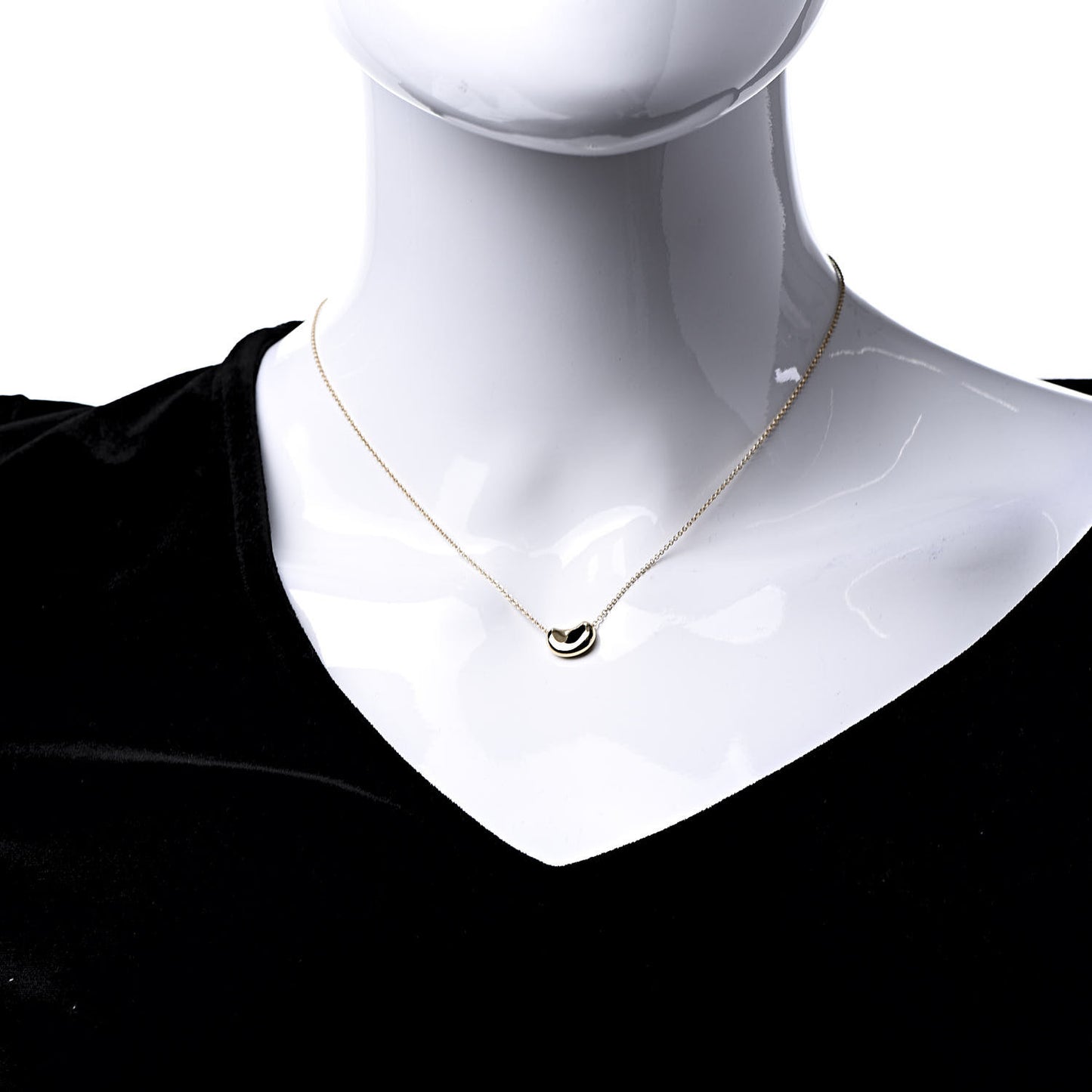 18K Yellow Gold 12mm Elsa Peretti Bean Pendant Necklace