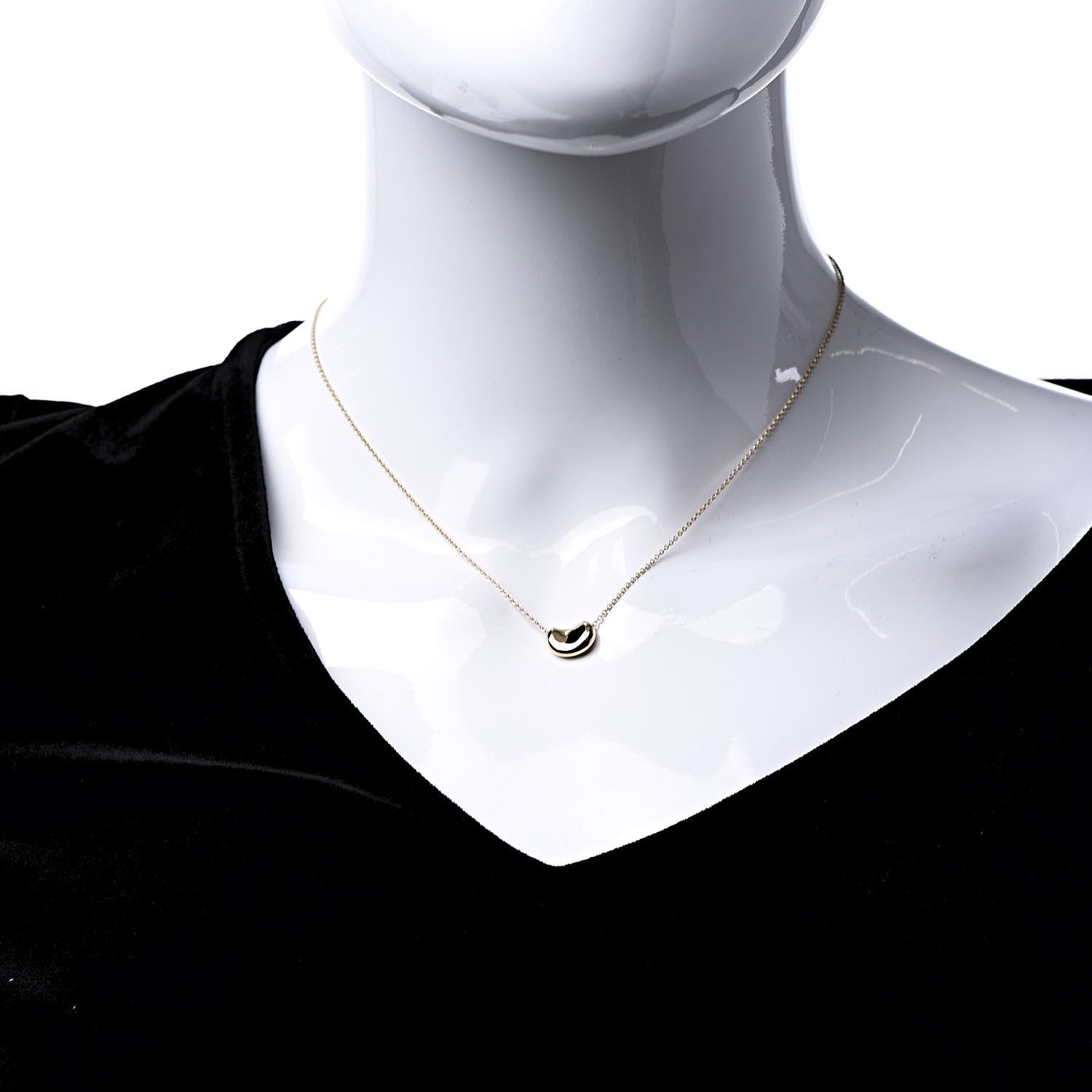 Tiffany 18K Yellow Gold 12mm Elsa Peretti Bean Pendant Necklace 2 of 7