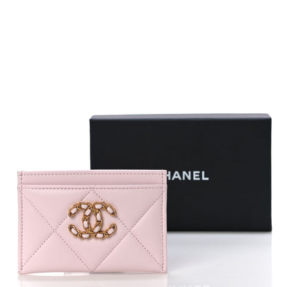 Chanel Lambskin Quilted Chanel 19 Card Holder Light Pink 12 of 12