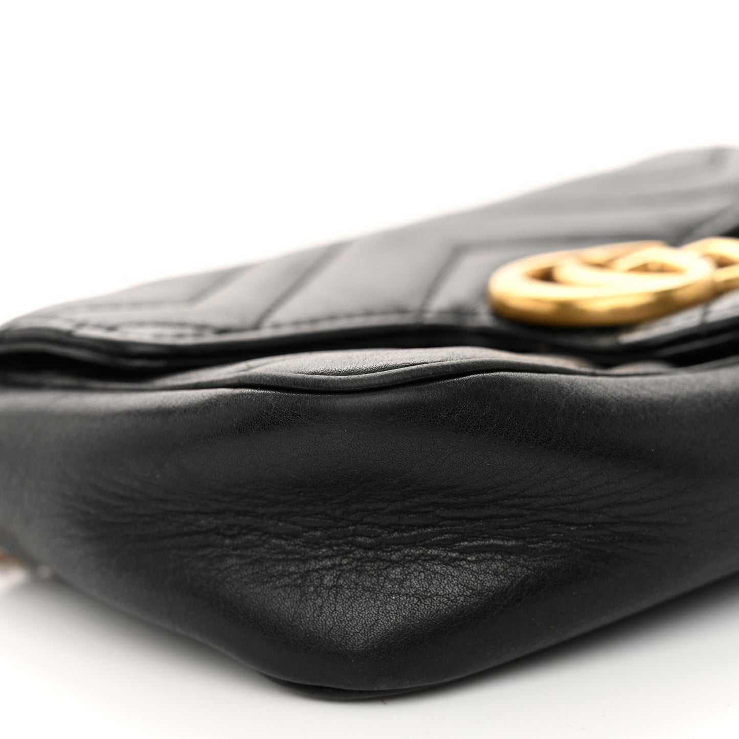 Calfskin Matelasse Super Mini GG Marmont Shoulder Bag Black