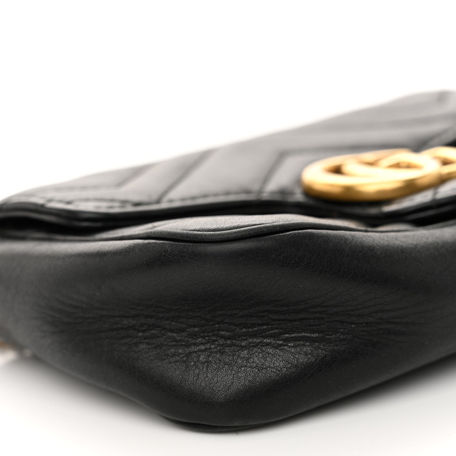 Gucci Calfskin Matelasse Super Mini GG Marmont Shoulder Bag Black 9 of 11