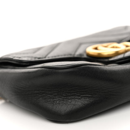 Gucci Calfskin Matelasse Super Mini GG Marmont Shoulder Bag Black 9 of 11