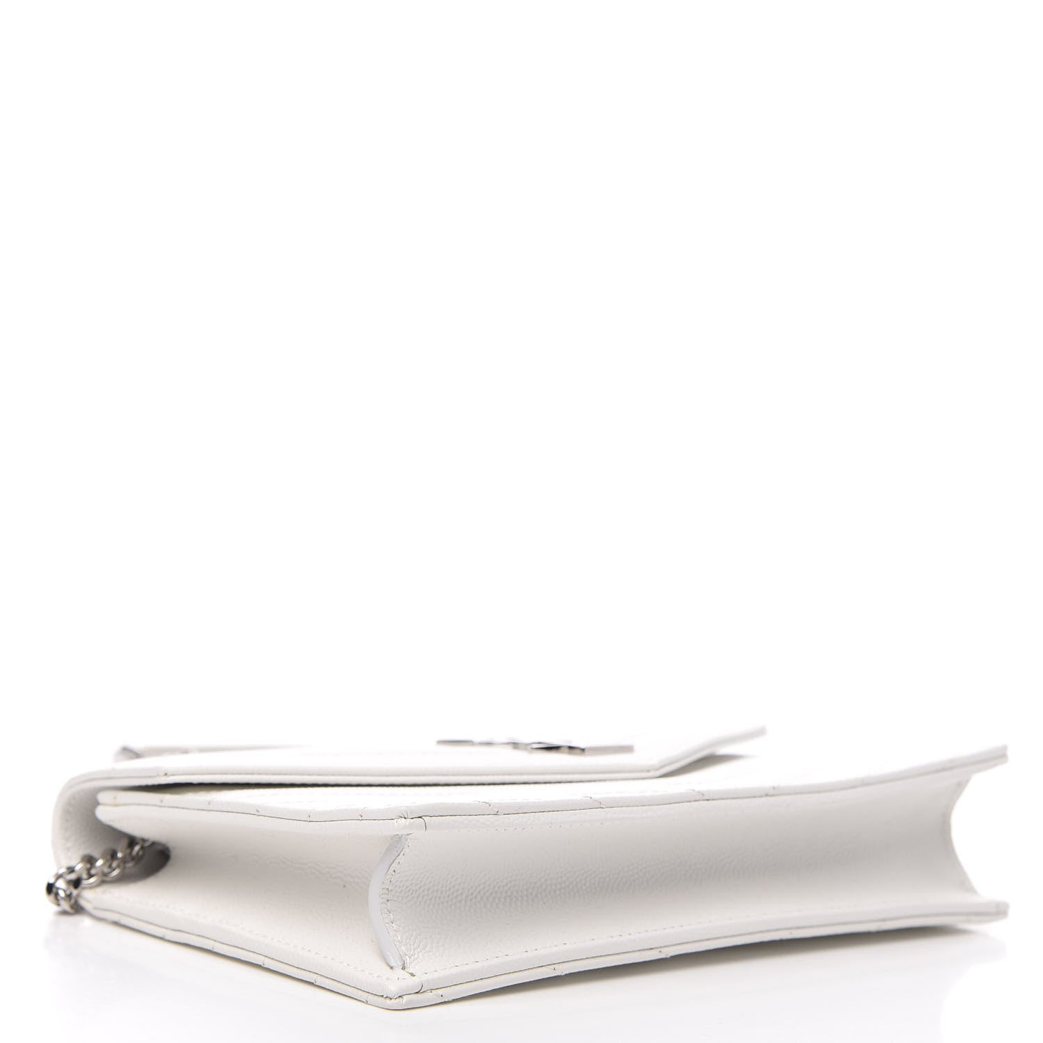 Saint Laurent Grain De Poudre Matelasse Chevron Monogram Envelope Chain Wallet Optical White 4 of 9