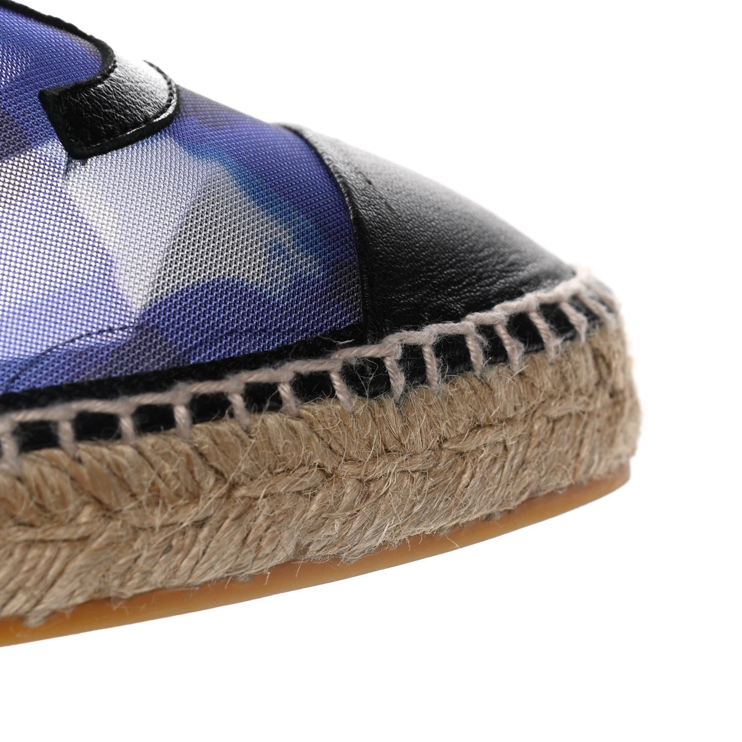 Chanel Mesh Lambskin Check Print CC Espadrilles 41 Blue Black White 16 of 18