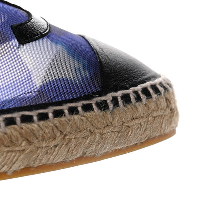 Chanel Mesh Lambskin Check Print CC Espadrilles 41 Blue Black White 16 of 18