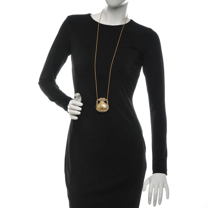 Judith Leiber Crystal Minaudiere Pill Box Necklace Gold 2 of 6