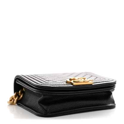 Chanel Caviar Chevron Quilted Boy Flap Waist Belt Bag Black 3 of 10