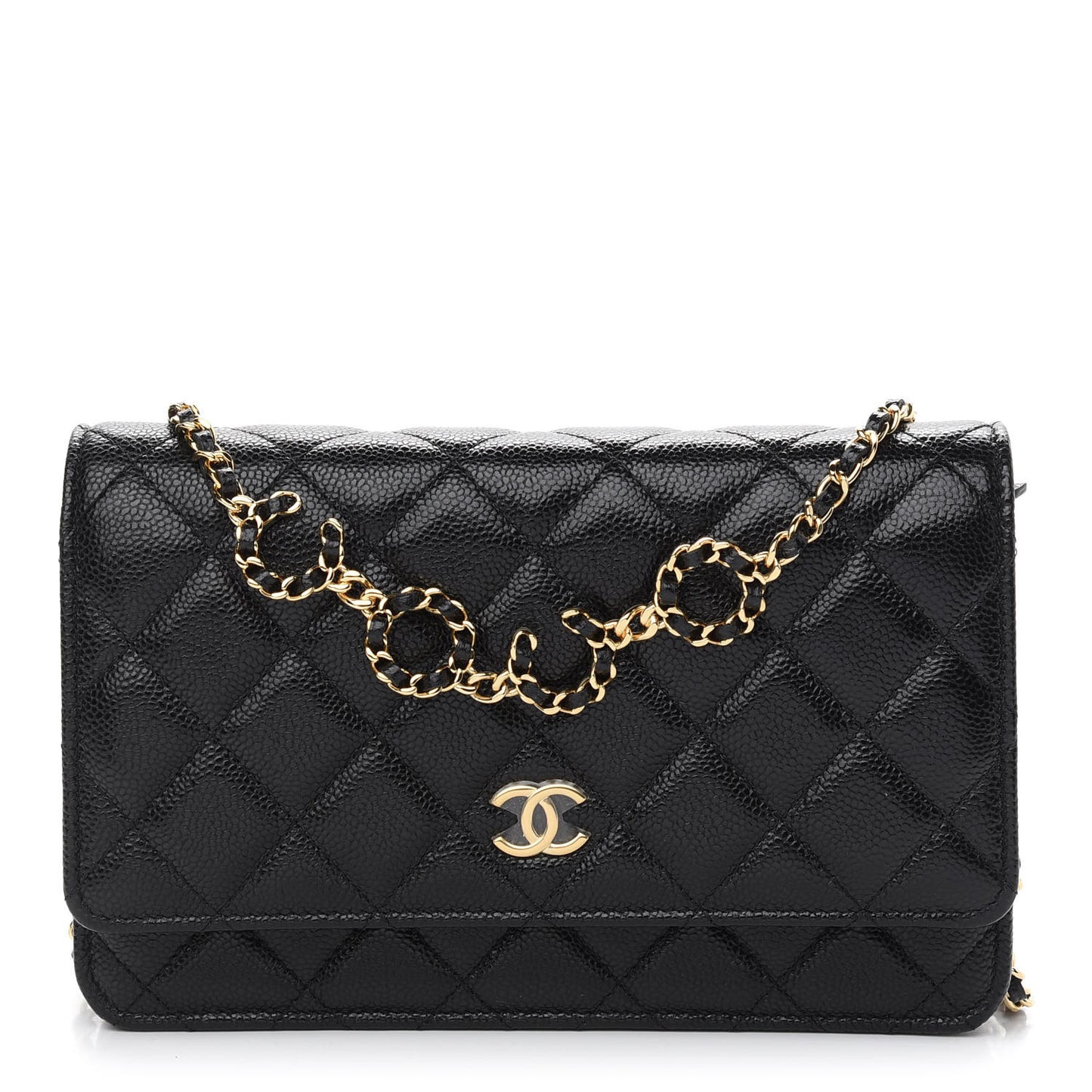 Caviar Quilted Miss Coco Wallet On Chain WOC Black