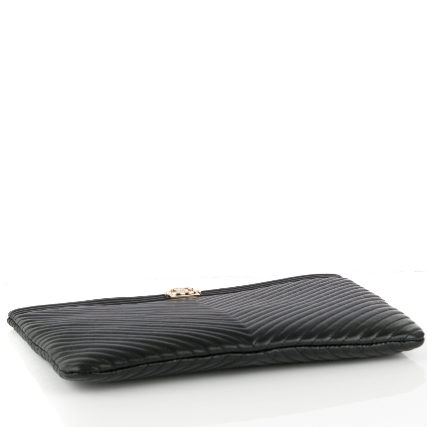 Chanel Calfskin Chevron Medium Boy Cosmetic Case Black 4 of 7