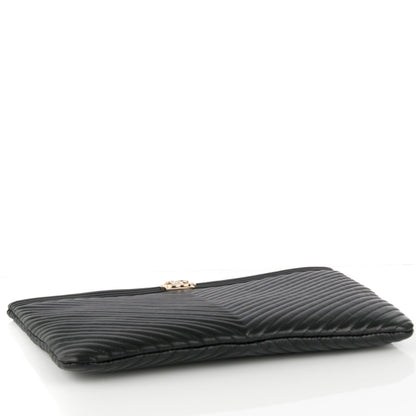 Chanel Calfskin Chevron Medium Boy Cosmetic Case Black 4 of 7