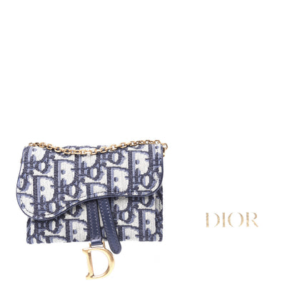 Christian Dior Oblique Nano Saddle Chain Pouch Blue 10 of 10