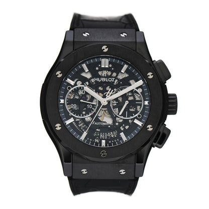 Hublot Titanium Ceramic Alligator 45mm Classic Fusion Aerofusion Chronograph Automatic Watch Black 525.CM.0170.RX 1 of 7