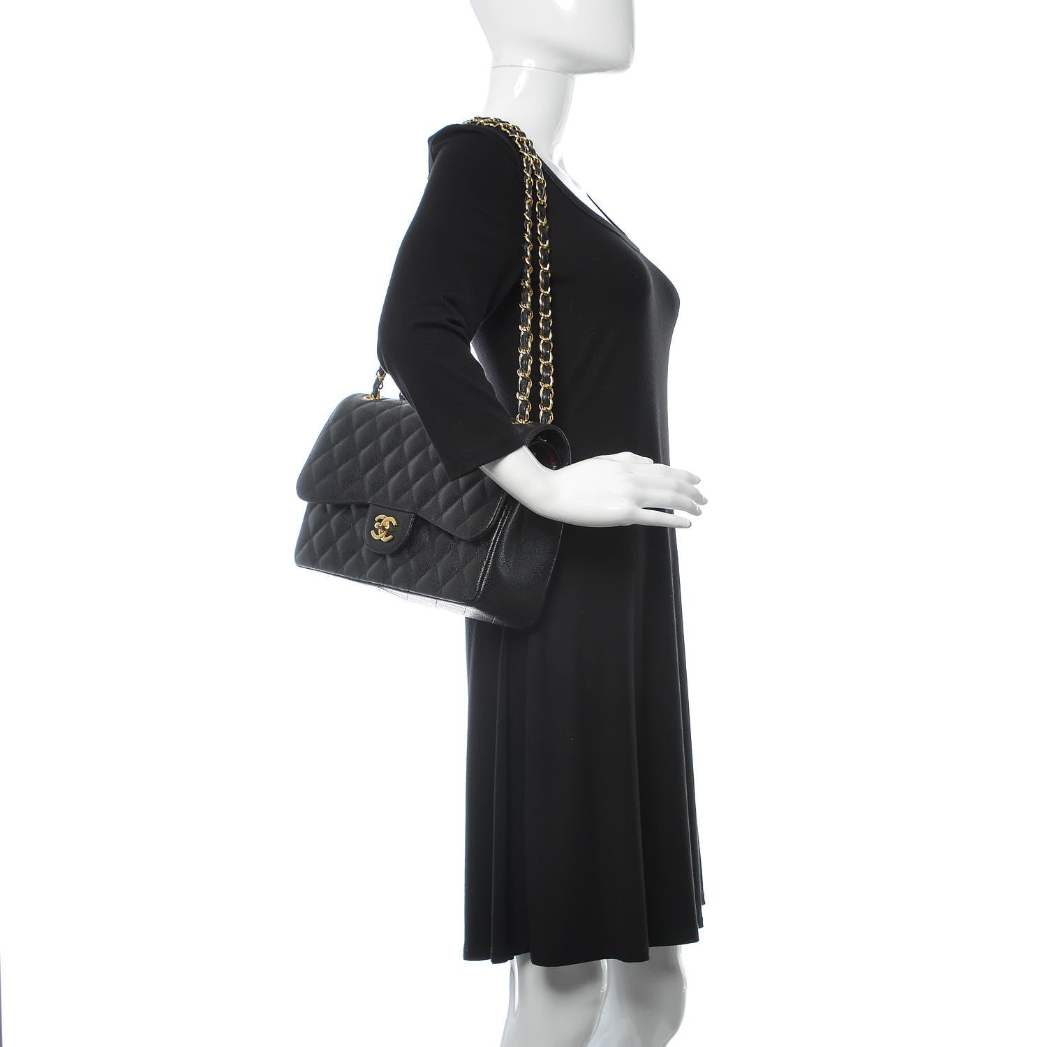 Chanel Caviar Quilted Jumbo Double Flap Black 2 of 11