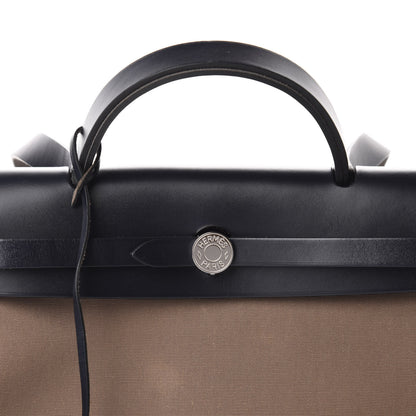 Hermes Vache Hunter Toile Herbag Zip 31 PM Etoupe Bleu Saphir 11 of 11