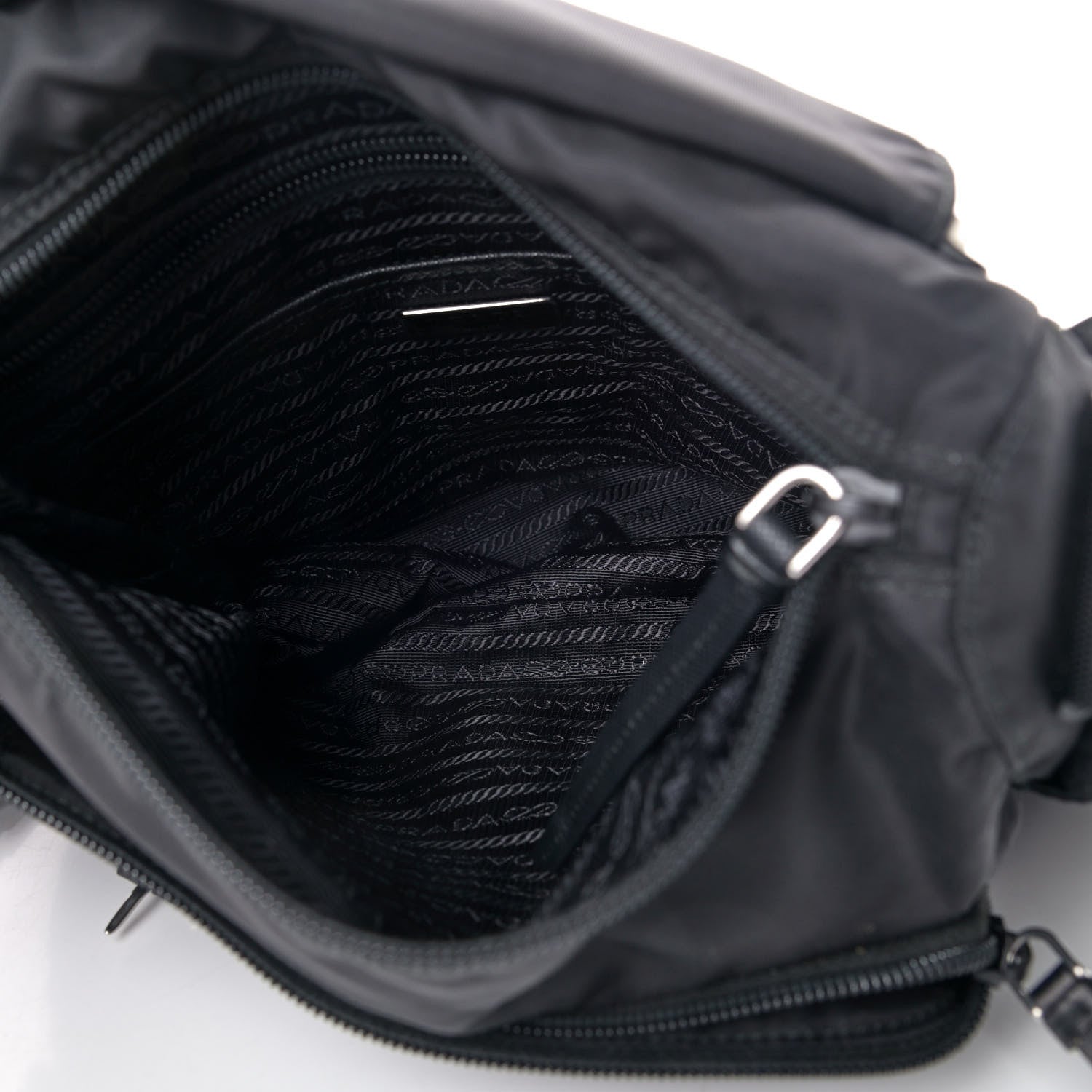 Prada Nylon New Vela Studded Messenger Bag Black 4 of 4