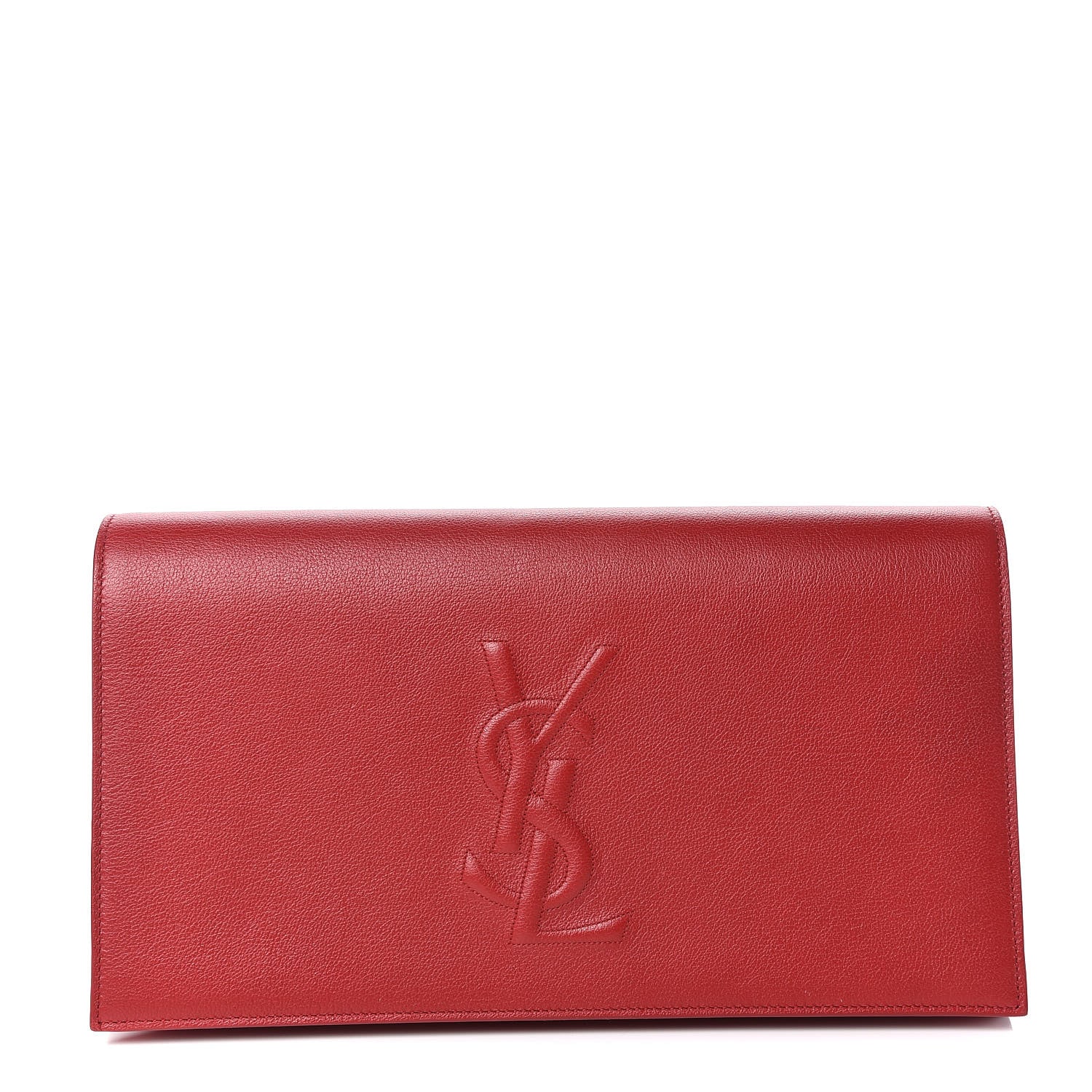 Saint Laurent Calfskin Monogram Large Belle De Jour Clutch Red 1 of 8