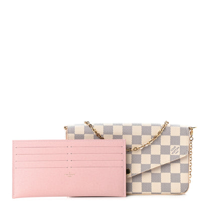 Louis Vuitton Damier Azur Pochette Felicie Chain Wallet Rose Ballerine 1 of 10
