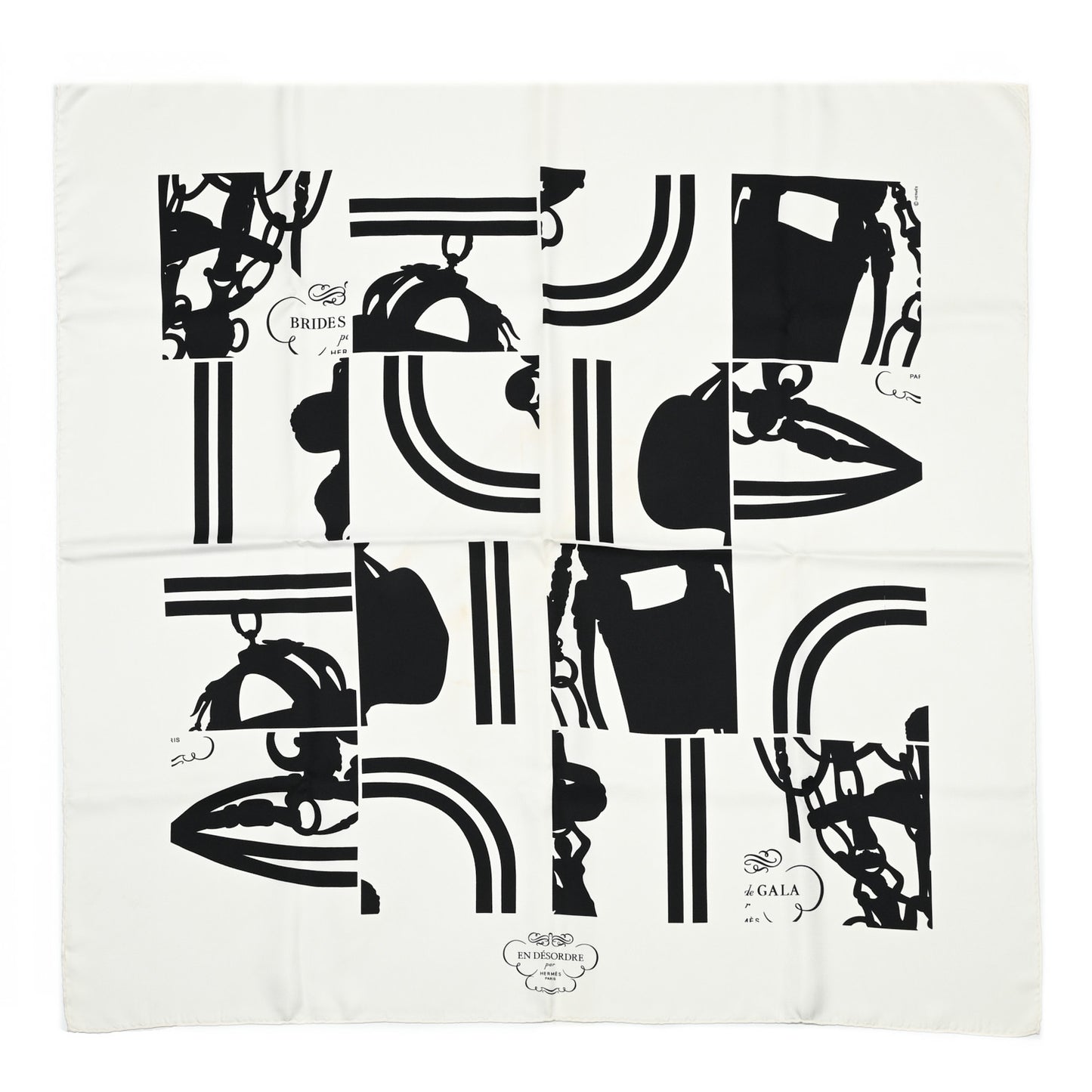 Silk Brides de Gala en Desordre Scarf 90 White Black