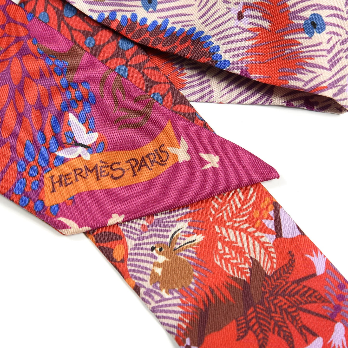 Silk Dans un Jardin Anglais Twilly Fuchsia Rouge Bleu Roy