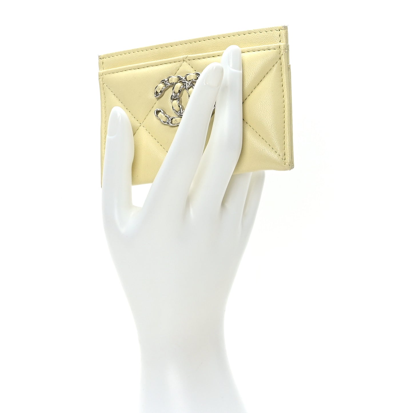 Goatskin Quilted 19 Card Holder Yellow