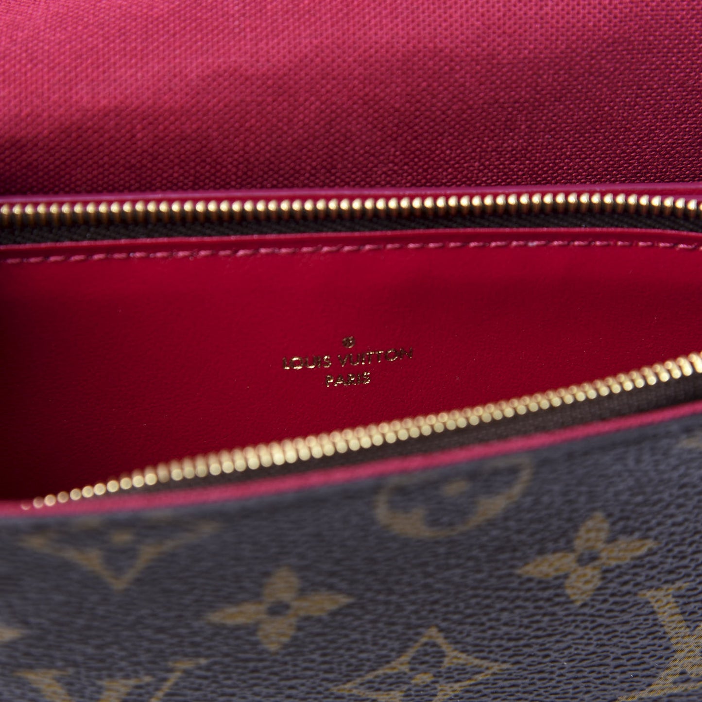 Monogram Pochette Felicie Chain Wallet Fuchsia