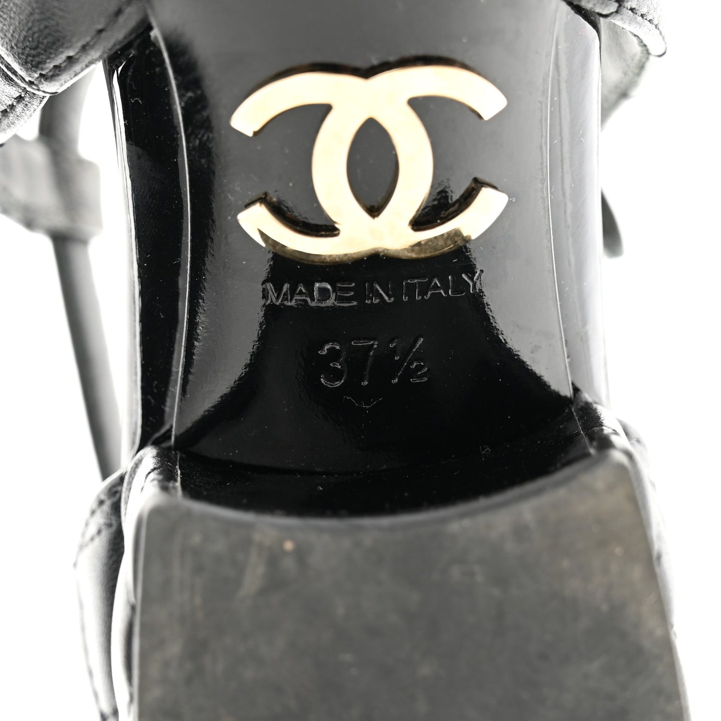 Lambskin Patent Quilted Cap Toe Mary Jane Flats 37.5 Black