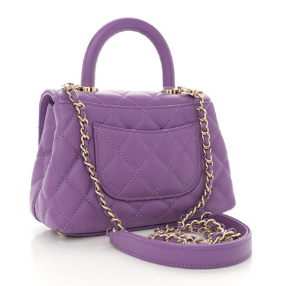 Chanel Caviar Quilted Extra Mini Coco Handle Flap Purple 3 of 10