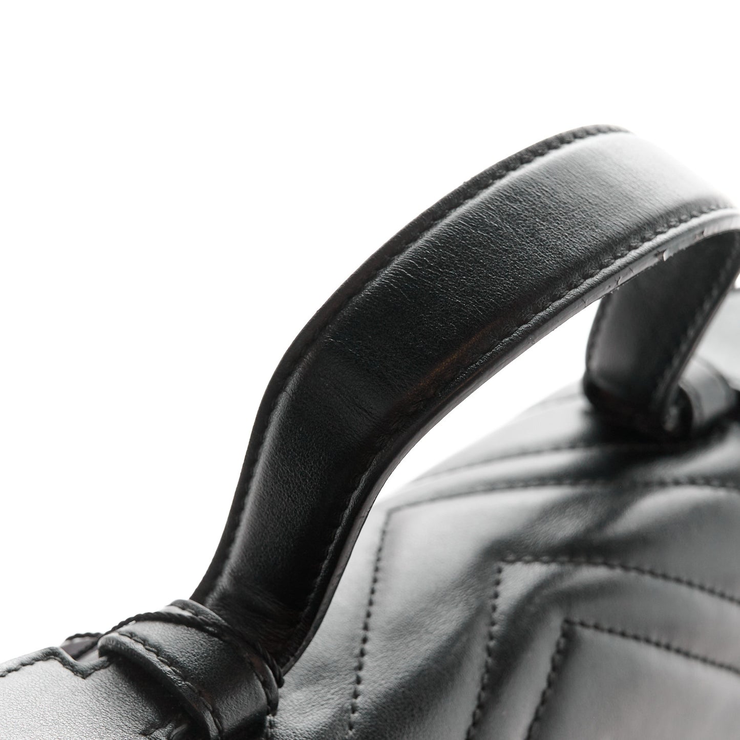 Calfskin Matelasse Small GG Marmont Top Handle Shoulder Bag Black