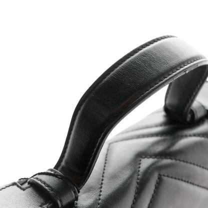 Gucci Calfskin Matelasse Small GG Marmont Top Handle Shoulder Bag Black 11 of 11