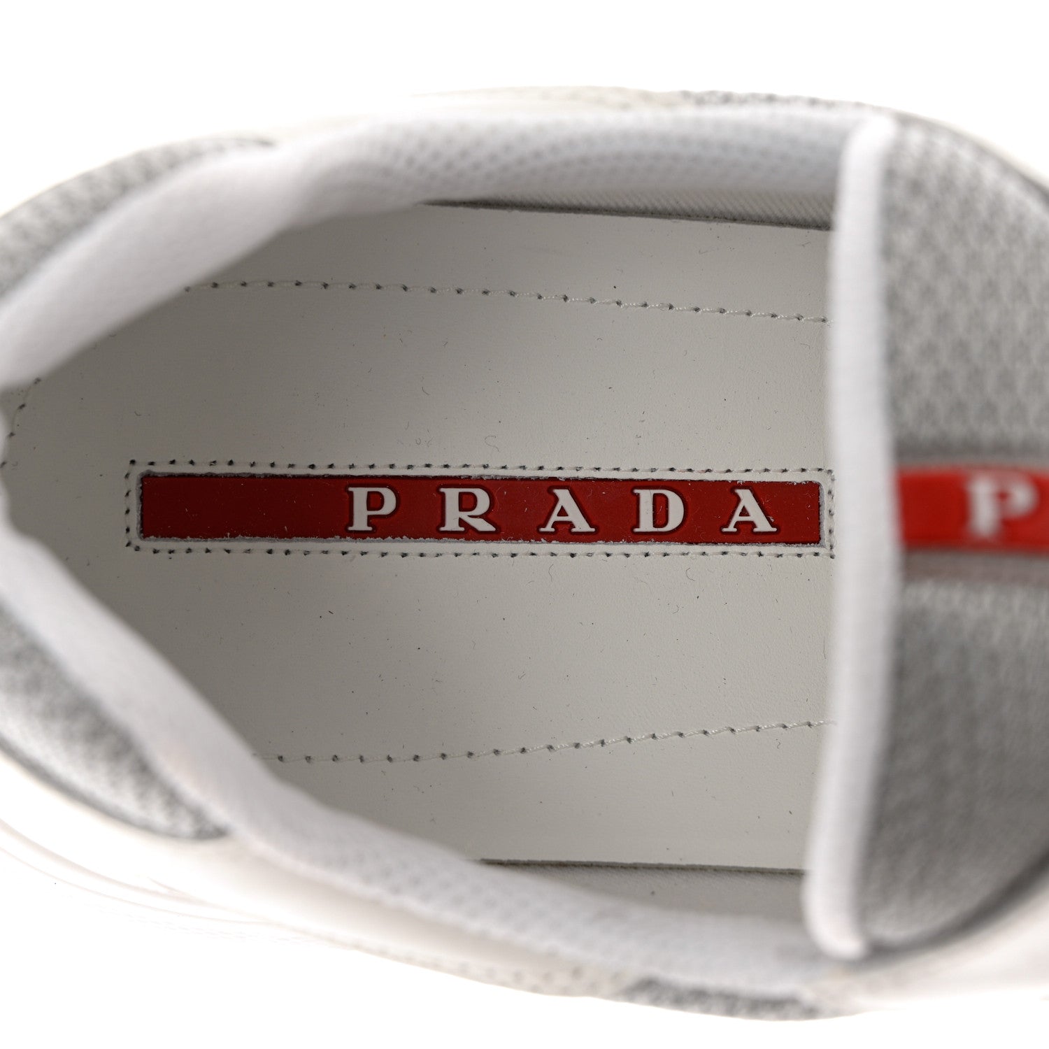 Prada Vitello Soft Mesh Mens America's Cup Sneakers 9 White Argento 6 of 9