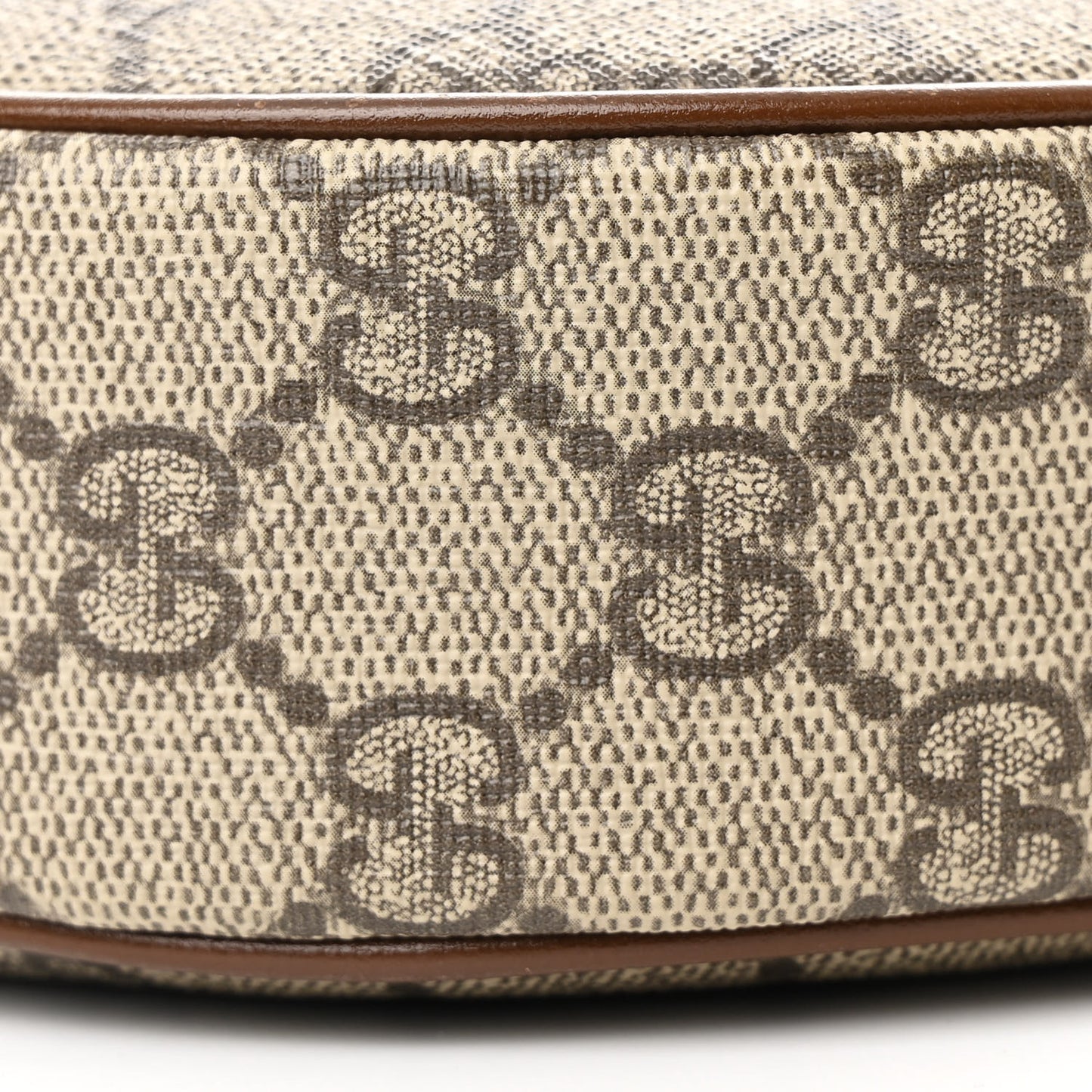 GG Supreme Monogram Azalea Calfskin Mini Retro Interlocking G Half Moon Bag Beige Ebony Brown Sugar